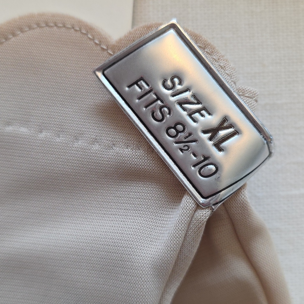 Vintage 60's Dress Gloves 'KAYSER' Soft Beige Nylon Gloves Scalloped XL 8.5-10 - Picture 5 of 7